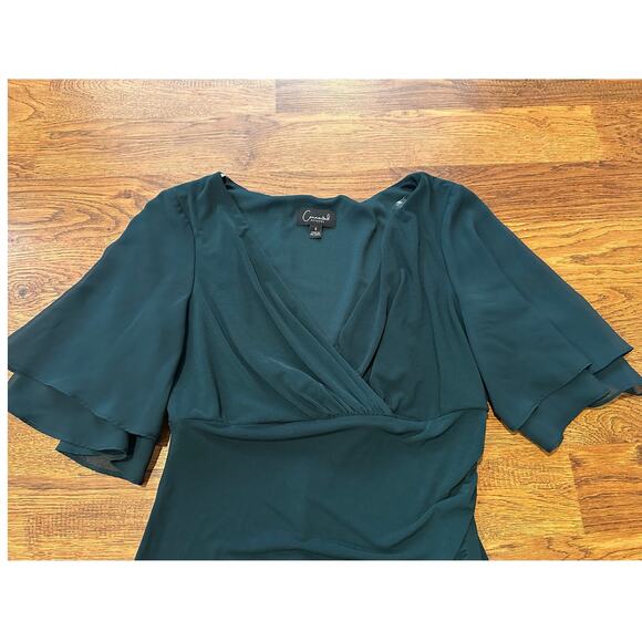 Connected Apparel Women’s Flutter Sleeve Sheath Dress Emerald Green Size 6 NWOT - Picture 3 of 7